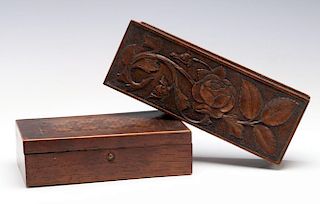 CIRCA 1900 CARVED AND INLAID BOXES