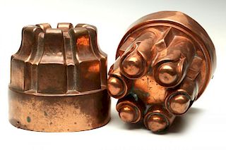 TWO ANTIQUE COPPER JELLY MOLDS