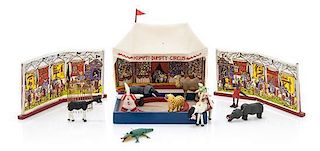 * The Humpty Dumpty Circus, Height of tent 3 x width 3 5/8 x depth 1 3/8 inches.