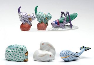 A COLLECTION OF SMALL HEREND FISHNET PORCELAINS