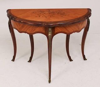 LOUIS XV STYLE KINGWOOD MARQUETRY INLAID GAME TABLE