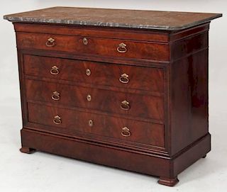LOUIS PHILIPPE CROTCH MAHOGANY FRONT COMMODE