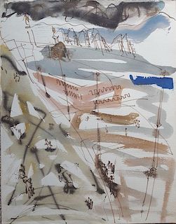 William G. Congdon (American 1912-1998) Modernist Venice watercolor