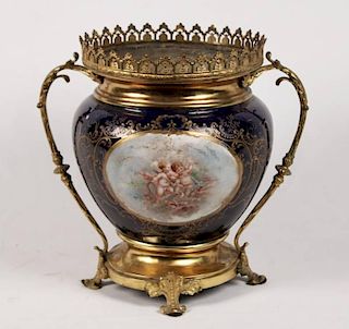 FRENCH BRONZE MOUNTED SEVRES JARDINIERE
