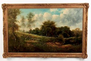 19TH C. OIL ON CANVAS LANDSCAPE PAINTING