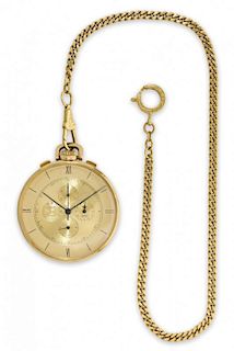 Gold key-less pocket watch Universal Geneve Compax model, chronograph, 50s