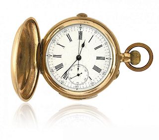 Hunter case pocket watch, quarter repeater and chronograph, signed Mac Ivor, 1880