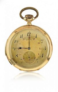 Two key-less gold pocket watches, one quarter repeater, end of 19th century and early 20th