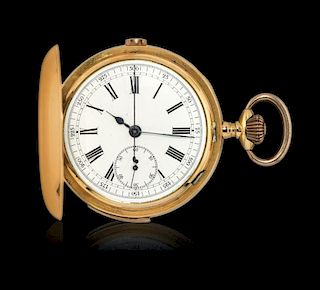 Hunter case pocket watch, minute repeater and chronograph, 1890