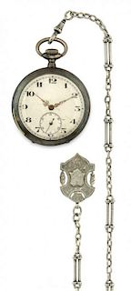 Swiss key-less pocket watch, quarter-repeater, 1900