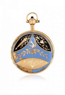 Swiss hunter case pendant watch with enamels, signed Moilliet, 1800 circa