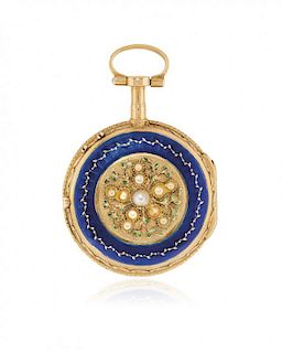 French key-winding pocket watch with enamels, signed Romilly, 1780 circa
