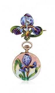 Enameled key-less pendant watch, 1915 circa