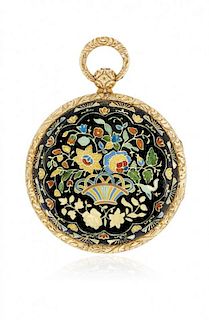 Swiss key-winding pocket watch with enamels, signed Voucher Neveu, 1830 circa