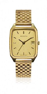 Gold gentleman’s wristwatch Zenith ref. 160, end of 70s