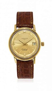Gold gentlemen’s wristwatch Longines Conquest model ref. 8258-1, 60s