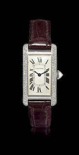 White gold lady’s wristwatch Cartier Tank Americaine ref. 1713, 90s