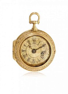 English pair-cased skeletonized pocket watch with a peculiar watch holder, 1770 circa
