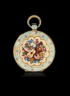 Key-winding enameled pocket watch, signed “Leroi”, 1820 circa