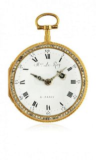 French key-winding pocket watch with enamel, signed Le Roy, 1780 circa