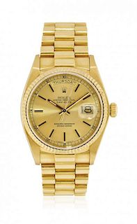 Gold men’s wristwatch Rolex Day-Date ref. 18038, early ‘80s