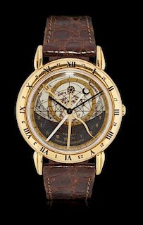 Gold men's wristwatch ulysse nardin "astrolabium galileo galilei" n. 131, ref. 961-22, 90s