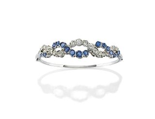diamond and blue sapphire bangle