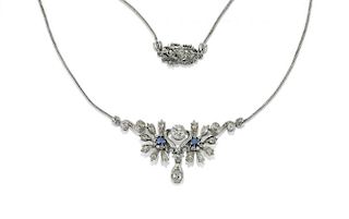 DIAMOND AND BLUE SAPPHIRE NECKLACE
