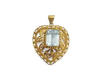 gold and aquamarine pendant