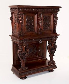 19TH C. FRENCH RENAISSANCE REVIVAL CABINET ON STAND