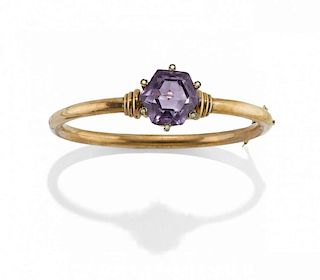 ANTIQUE AMETHyST AND PEARL BANGLE