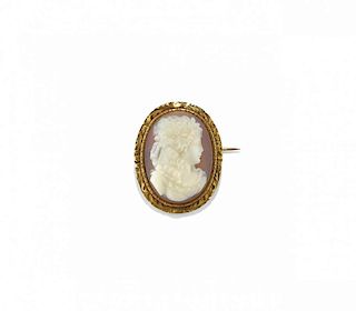 ANTIQUE  CAMEO AND GOLD BROOCH