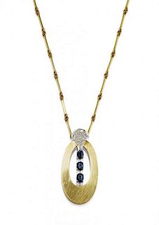 blue sapphire and diamond necklace