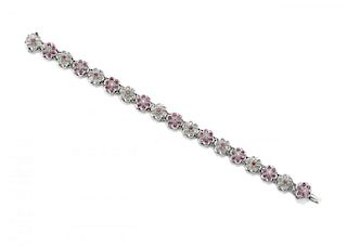 diamond and pink sapphire bracelet