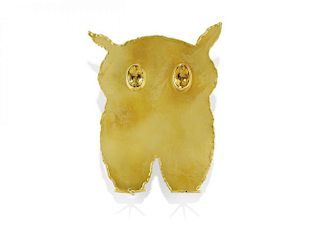 yellow gold eagle owl pendant