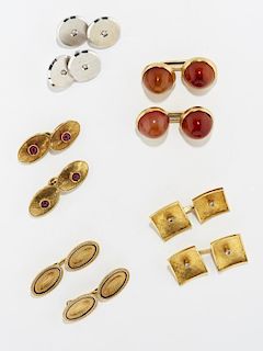 LOT OF FIVE  gold PAIR OF CUFFLINKS