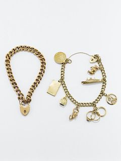 two 9 kt gold chain  bracelets