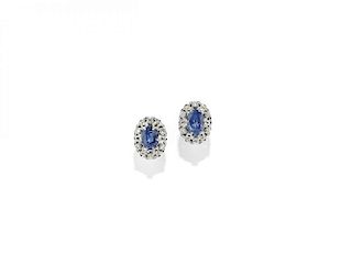 pair of sapphire and diamond earrings