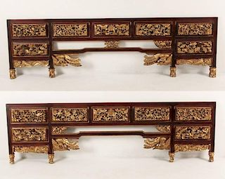 MISCELLANEOUS LOT OF 2 CARVED ORIENTAL CORNICES