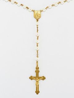GOLD AND PEARL ROSARY