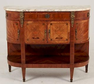 LOUIS XV STYLE BRONZE MOUNTED MARBLE TOP BUFFET