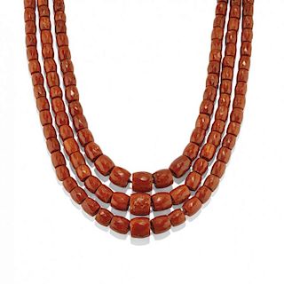 coral long necklace