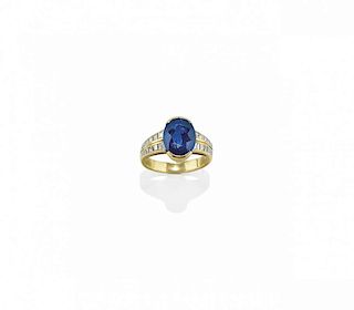 blu sapphire and diamond ring