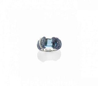 BLUE SAPPHIRE, DIAMOND AND BLUE TOPAZ RING, DE GRISOGONO