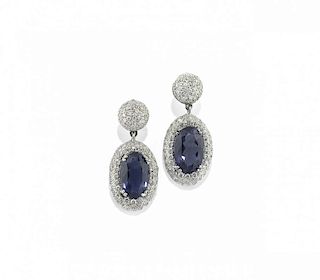 pair of diamond and iolite earrings, valente milano