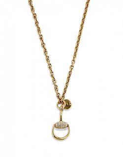 diamond "horsebit" necklace, gucci