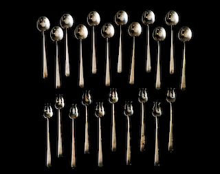 Set, 22 American Sterling Forks & Spoons, 20th C