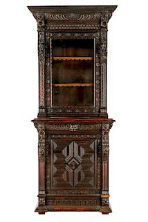 Stained Oak Renaissance Revival Style Cabinet