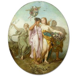 Ernst Wilhelm Hildebrand, German (1833 - 1924) Monumental oil on canvas "The Four Seasons".