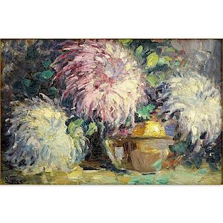Maximilien Luce, French (1858-1941) Oil on Canvas, Still Life with Flowers.